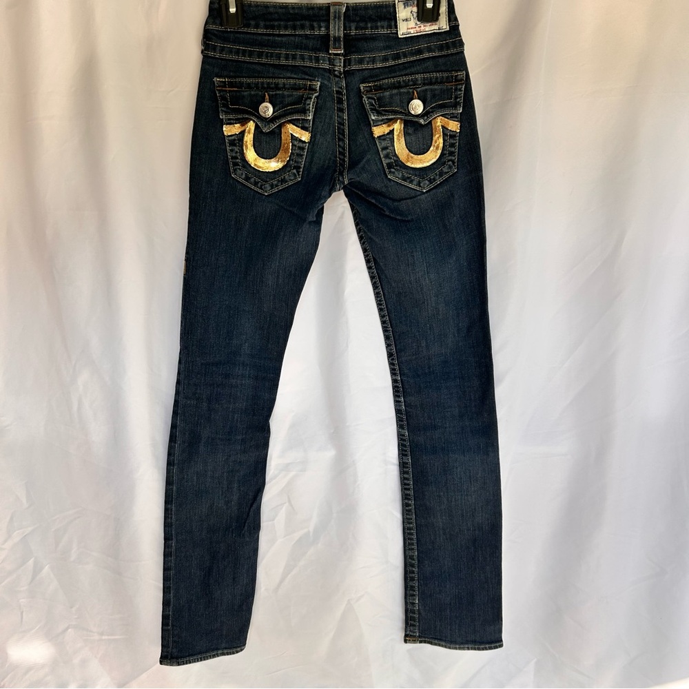 True Religion Women's Denim Jeans with Gold Details Size 26 - Picture 3 of 10
